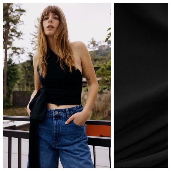 Zara Tops - NWT. Zara Black Asymmetric Tied Top. Size S.